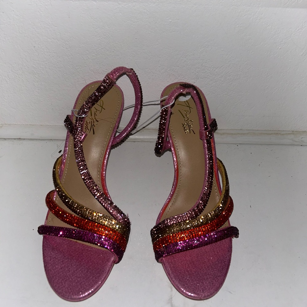 Betsey Johnson Pink and Gold Glitter Sandals